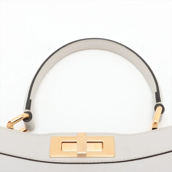 Fendi Peek-a-boo ICU Co., Ltd. Medium Leather 2 Way Handbag Gray 8BN321 - Picture 6 of 13